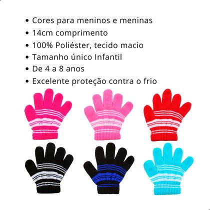 Imagem de Luva Infantil Inverno Frio Poliester Quentinha Menino e Menina