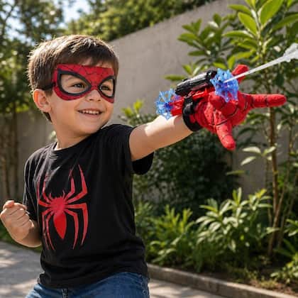 Imagem de Luva Lança Teia Aranha Brinquedo Infantil Lançador Dardos Ventosa Fantasia Super Heroi Meninos
