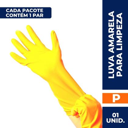 Imagem de Luva Latex Amarela P/ Limpeza Multiuso Tam. P C/ 1 Un.