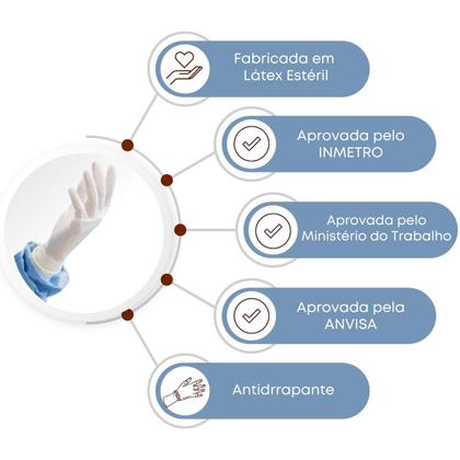 Imagem de Luva Látex Cirúrgica Estéril Descarpack com Pó 50 Pares 100 unidades
