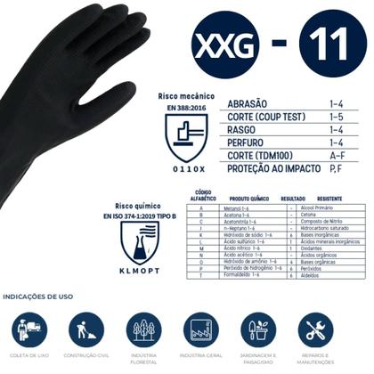 Imagem de Luva Latex Forrada Preta Tam Xxg Imbat