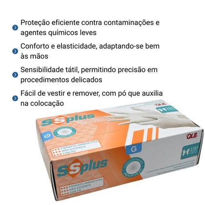 Imagem de Luva latex "g" com pó c/100 - ssplus