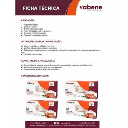 Imagem de Luva Látex Industrial Descartável Com Pó 100 Und. Tamanho G Vabene