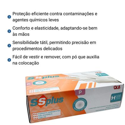 Imagem de Luva latex "p" com pó c/100 - ssplus