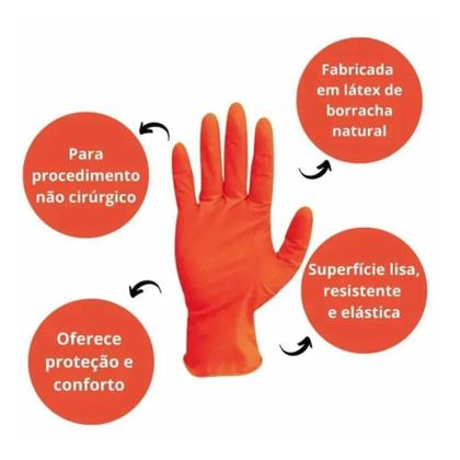 Imagem de Luva Látex Procedimento Com Pó Unigloves TAMANHO M LARANJA