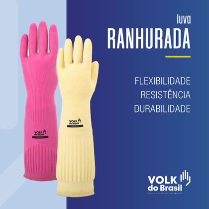 Imagem de Luva Látex Rosa Limpeza Cozinha Serviço Antiderrapante Resistente EG