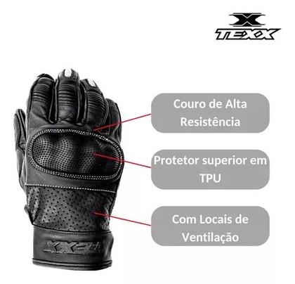 Imagem de Luva Motociclista Couro Texx Liberty Com Proteção Reforçada