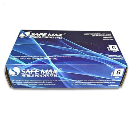 Imagem de Luva Nitrílica Azul Safemax (SUPERMAX) - Caixa com 100 Unidades