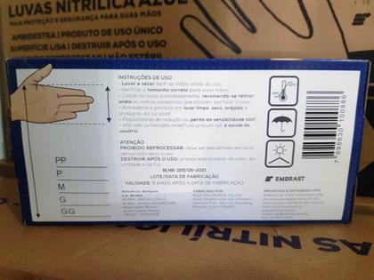 Imagem de Luva Nitrílica Azul Sem Pó M(8) C/ Anvisa 100 Unidades