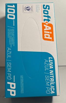 Imagem de Luva nitrilica azul sem po soft+ais pp contra agentes biológicos, não estéril/ microtexturizada,