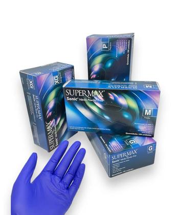 Imagem de Luva Nitrílica Azul Sonic Procedimento Não Cirúrgico S/Pó - C/100UN - SUPERMAX