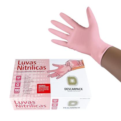 Imagem de Luva nitrílica descart. sem pó rosa descarpack 1000un tam:m