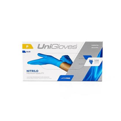 Imagem de Luva Nitrilica Preta Azul Unigloves cx com 100 unidades