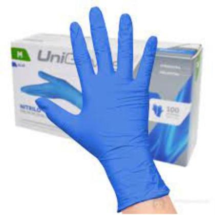 Imagem de Luva Nitrilica Preta Azul Unigloves cx com 100 unidades