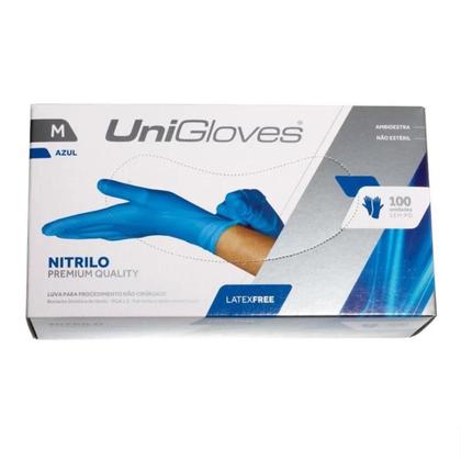Imagem de Luva Nitrilica Preta Azul Unigloves cx com 100 unidades
