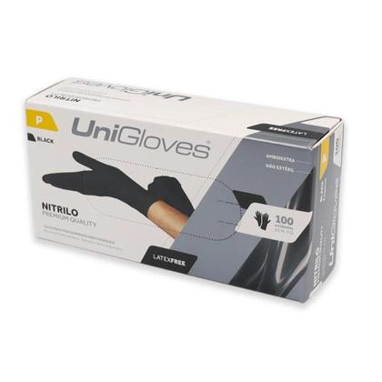 Imagem de Luva Nitrilica Preta Azul Unigloves cx com 100 unidades