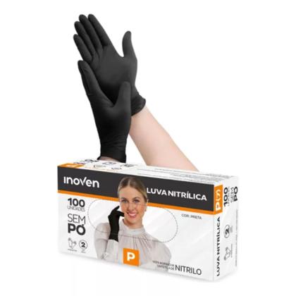 Imagem de Luva Nitrílica Preta Descartável sem Pó Inoven CX c/ 100 un