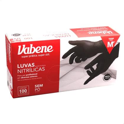 Imagem de Luva Nitrilica Preta Sem Pó Sem Látex c/100 Vabene
