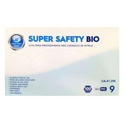 Imagem de Luva Nitrilica Super Safety Azul Para Procedimento Caixa Com 100 Unidades