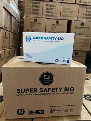 Imagem de Luva Nitrilica Super Safety Azul Para Procedimento Caixa Com 100 Unidades