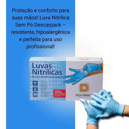 Imagem de Luva nitrilo azul "g" sem pó c/100 - descarpack