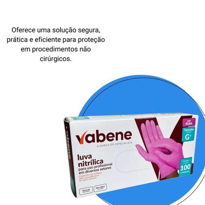 Imagem de Luva nitrilo rosa "g" sem pó c/100 - vabene