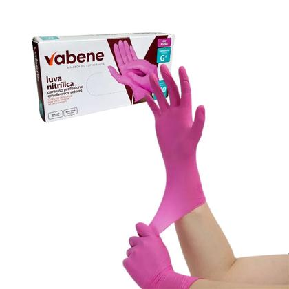 Imagem de Luva nitrilo rosa "g" sem pó c/100 - vabene
