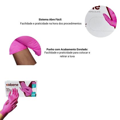 Imagem de Luva nitrilo rosa "g" sem pó c/100 - vabene