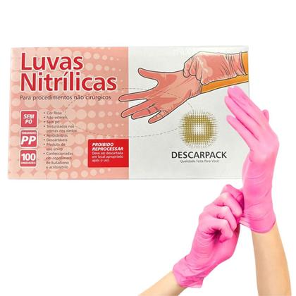 Imagem de Luva nitrilo rosa "pp" sem pó c/100 - descarpack