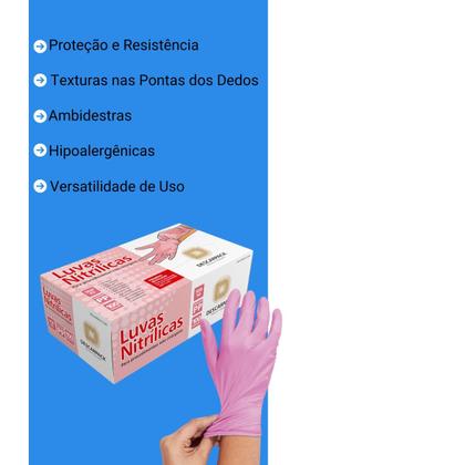 Imagem de Luva nitrilo rosa "pp" sem pó c/100 - descarpack
