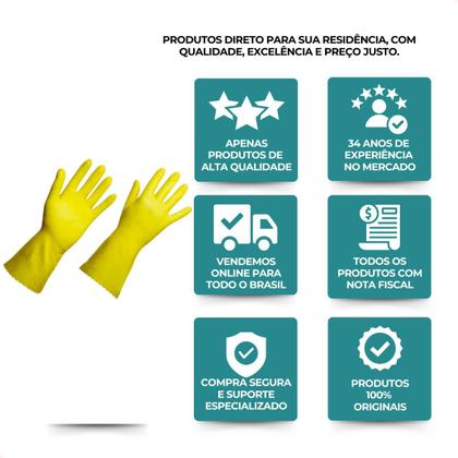 Imagem de Luva para limpeza amarela m (latex) / flexivel e descartável