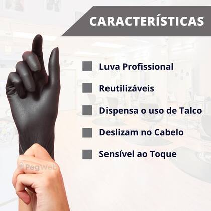 Imagem de Luva Preta Marco Boni Látex Reutilizável Profissional P M G Caixa 10 Unidades