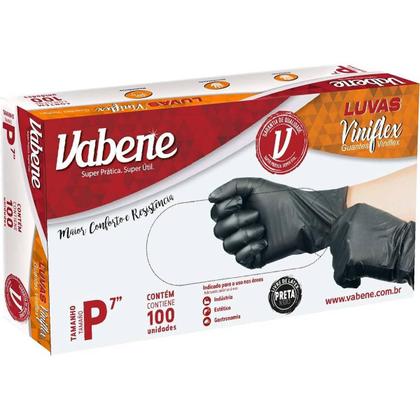 Imagem de Luva Preta Viniflex 100un P Descartável Sem Pó Vabene