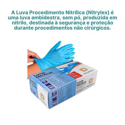 Imagem de Luva Procedimento Tamanho M sem Pó Nitrilica Azul Descarpack
