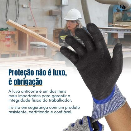 Imagem de Luva Profissional Anti Corte Resistente Proteção Segurança Nível 5