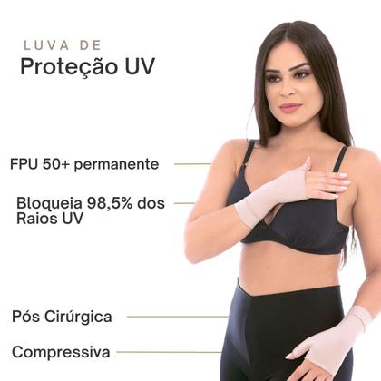 Imagem de Luva Proteção Solar UV Curta Sem Dedos Tratamento Queimadura