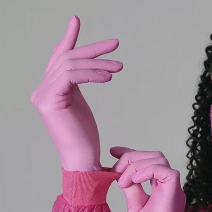 Imagem de Luva Rosa De Procedimento Nitrílica Cx 100 Un Kit 3