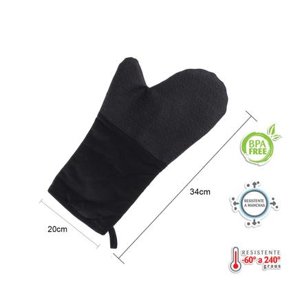 Imagem de Luva Silicone e Algodão Preto 35Cm
