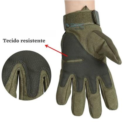 Imagem de Luva Tatica Paintball Militar Proteção Motoqueiro motociclista Motoboy Dedo inteiro Preta Verde 