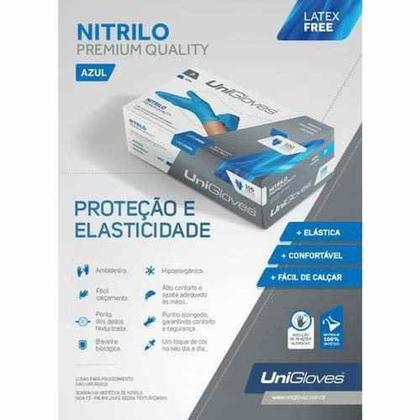 Imagem de Luva Unigloves Nitrílica Azul Blue Sem Pó 1 Caixa Com 100 Und 50 Pares