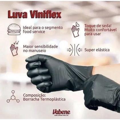 Imagem de Luva Viniflex Descartável Procedimentos Sem Pó 100 Luvas Pretas Tam GG