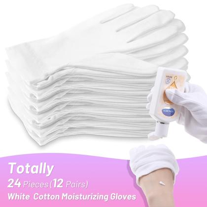Imagem de Luvas de algodão Selizo 100% brancas para eczema e mãos secas x12 pares