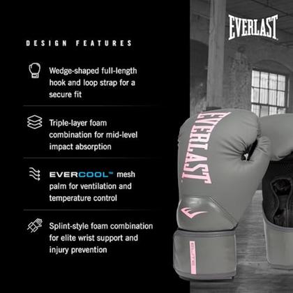 Imagem de Luvas de boxe Everlast Elite 2 Pro Training 12 oz cinza/rosa