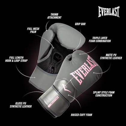 Imagem de Luvas de boxe Everlast Elite 2 Pro Training 12 oz cinza/rosa