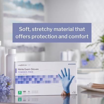 Imagem de Luvas de exame McKesson Confiderm 3.8C, sem pó de nitrilo, azuis
