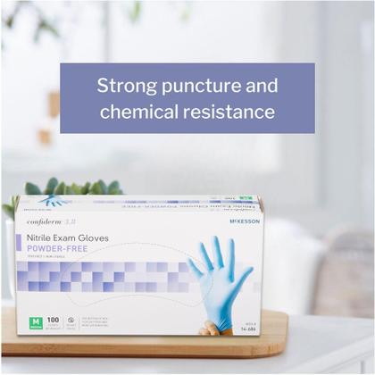 Imagem de Luvas de exame McKesson Confiderm 3.8C, sem pó de nitrilo, azuis