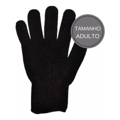 Imagem de Luvas De Lã Frio Inverno Adulto Preta Unissex Mão