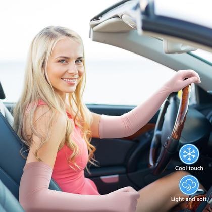 Imagem de Luvas de sol Jecery UV Protection para mulheres (2 pares) rosa/cinza