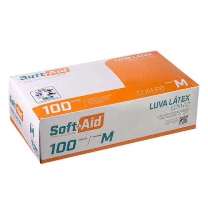 Imagem de Luvas Descartáveis de Látex com Pó Soft+Aid 100 Un Tm M