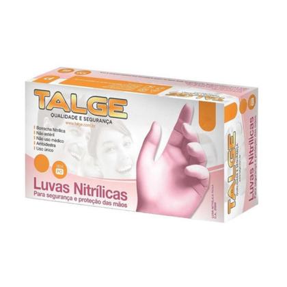 Imagem de Luvas descartáveis Nitrílicas sem pó Talge Rosa - 100 unidades Limpeza Gastronomia Alimentos estética